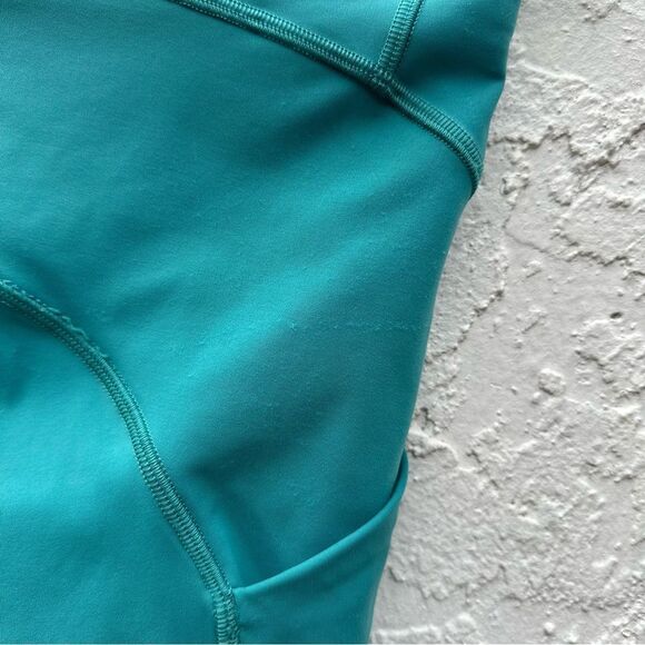 LULULEMON Leggings Women 4 Power Thru High Rise Teal Lagoon 23” - Picture 10 of 11
